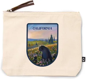 Lantern Press California, Lithograph, Bear Family in Field, 100% Cotton Zipper Pouch, Travel Accessory, Go Bag