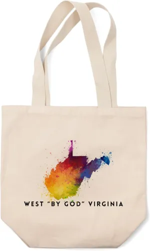Lantern Press Canyon Rim, WV, State Abstract Watercolor (100% Cotton Canvas Reusable Tote Bag)