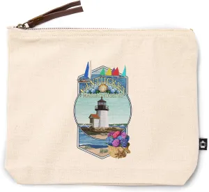 Lantern Press Nantucket, Massachusetts, Montage, 100% Cotton Zipper Pouch, Travel Accessory, Go Bag