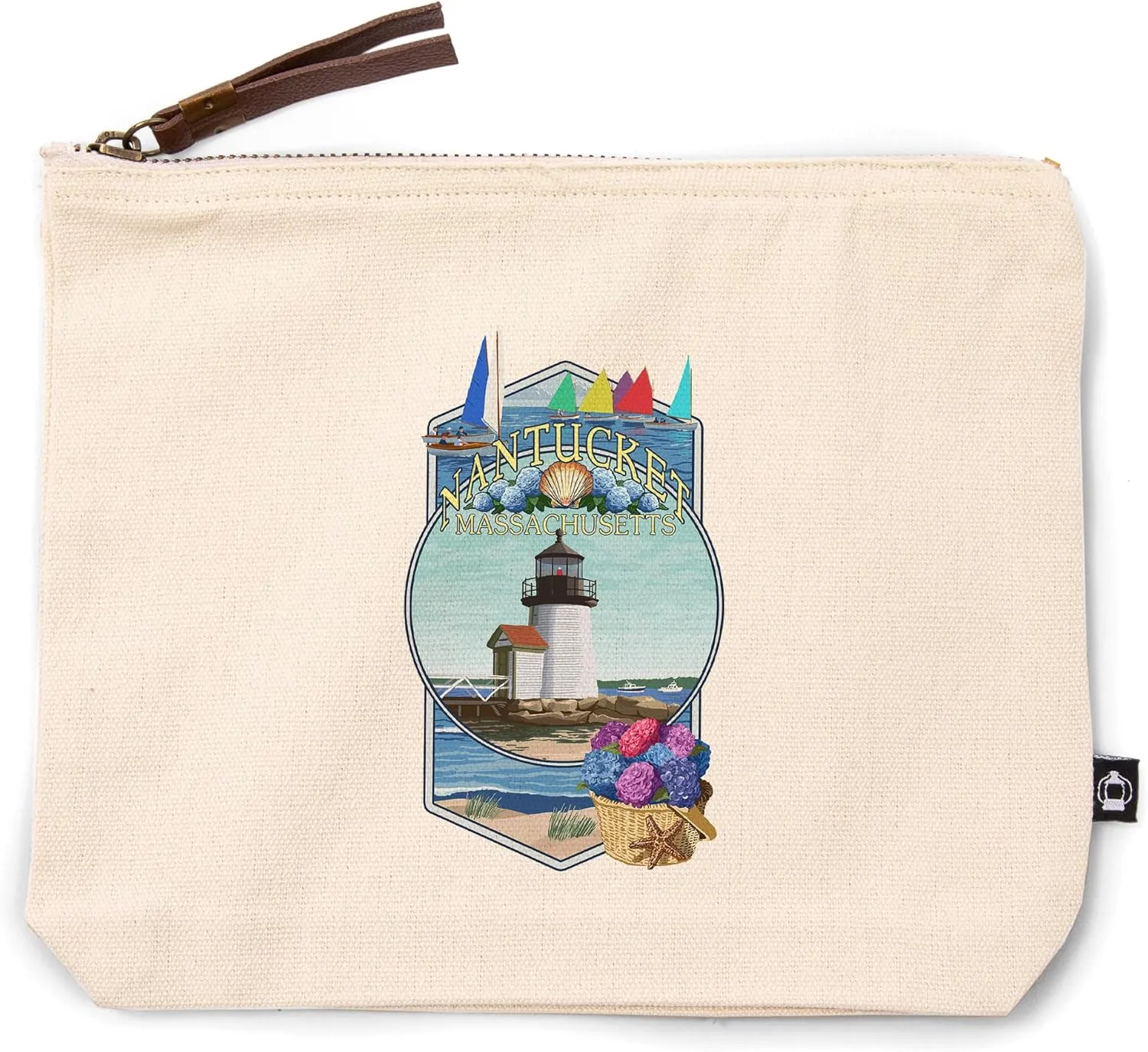 Lantern Press Nantucket, Massachusetts, Montage, 100% Cotton Zipper Pouch, Travel Accessory, Go Bag