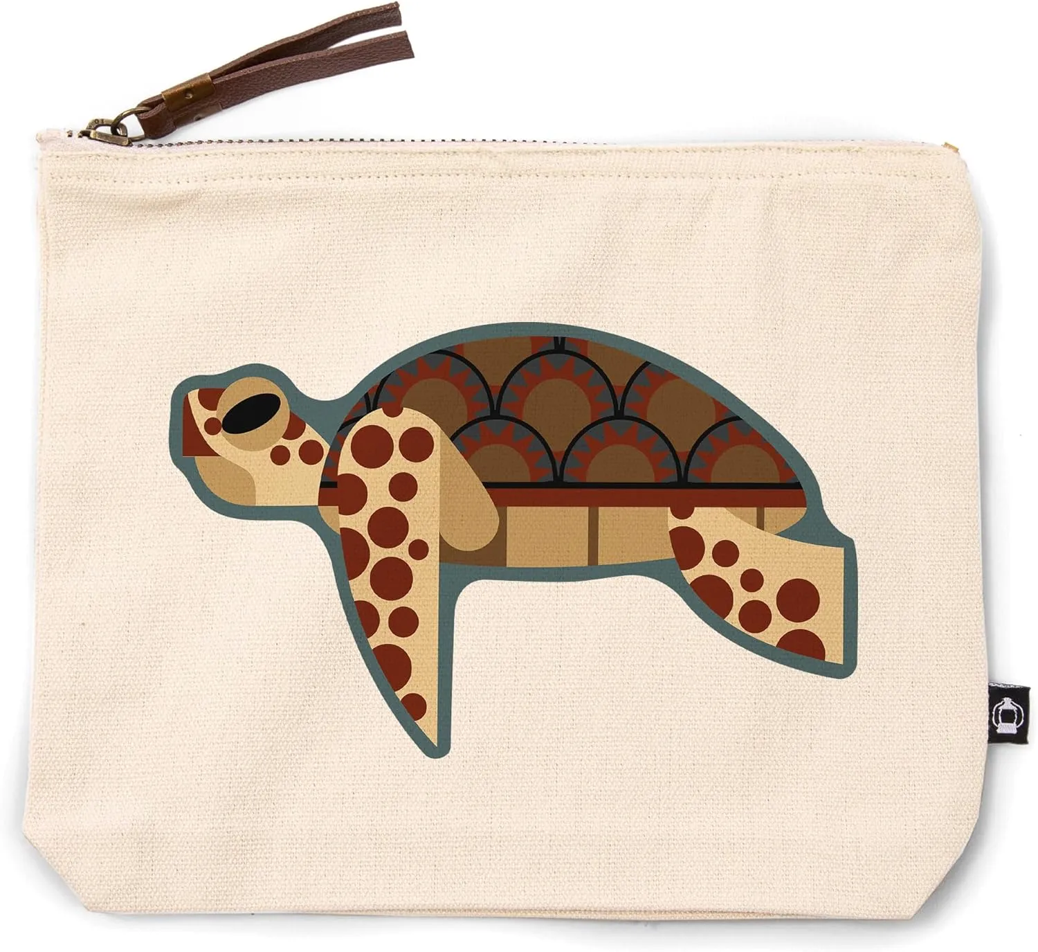 Lantern Press Sea Turtle Geometric, 100% Cotton Zipper Pouch, Travel Accessory, Go Bag