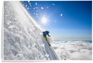 Lantern Press Steep Volcano Skiing (12x18 Art Print, Travel Poster Wall Decor)