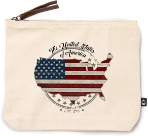 Lantern Press USA Rustic Flag Continental US, 100% Cotton Zipper Pouch, Travel Accessory, Go Bag