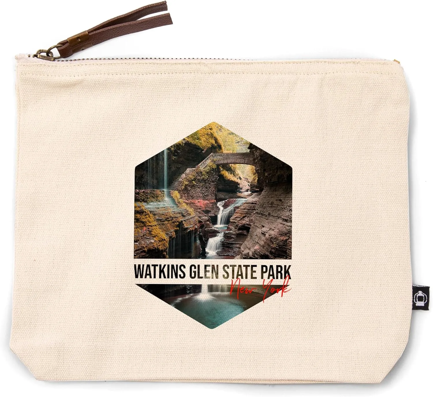 Lantern Press Watkins Glen State Park, New York, Waterfall, 100% Cotton Zipper Pouch, Travel Accessory, Go Bag