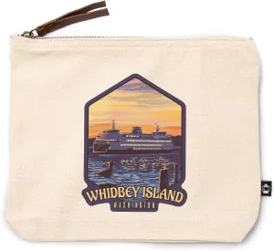 Lantern Press Whidbey Island, Washington, Ferry Sunset and Gull, 100% Cotton Zipper Pouch, Travel Accessory, Go Bag