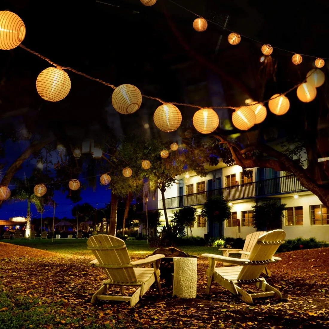 Lantern String Lights Plug in, Outdoor White Lights String 9.83FT Pack of 10 Nylon Lantern String Lights for Patio,White Lights String for Bedroom(Lanterns Need Simple Assembly)