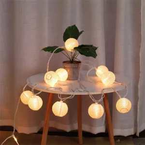 Lantern String Lights Plug in, Outdoor White Lights String 9.83FT Pack of 10 Nylon Lantern String Lights for Patio,White Lights String for Bedroom(Lanterns Need Simple Assembly)