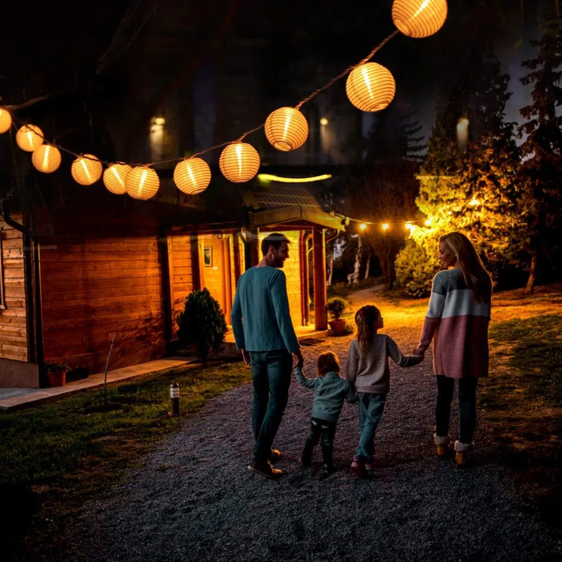 Lantern String Lights Plug in, Outdoor White Lights String 9.83FT Pack of 10 Nylon Lantern String Lights for Patio,White Lights String for Bedroom(Lanterns Need Simple Assembly)