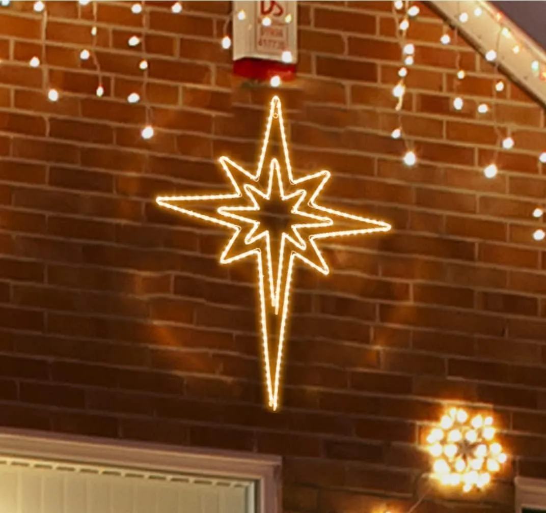 [Large 43"x32" Twinkle 216 LED Bethlehem Star Neon Motif Super-Bright Warm White LEDs Outdoor Christmas Decoration with 11 Functions and Timer Waterproof for Outdoor Home Party Wall Hanging