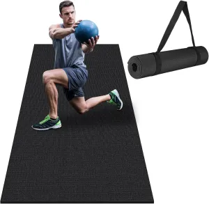 Large Workout Mat 6'x2' & 6'x4' - Home Gym Flooring for Weightlifting, Jump Rope, MMA, Yoga, Cardio, Stretch, Plyo, HIIT - Shoe-Friendly