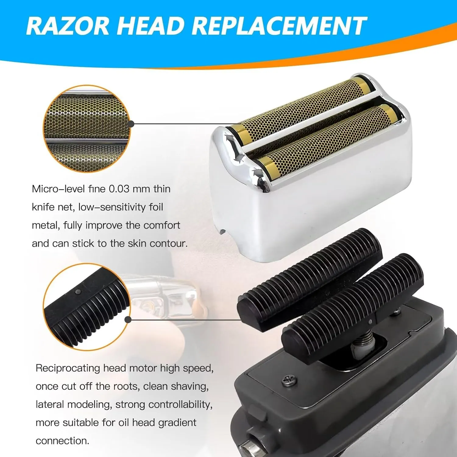 Latest Version Replacement Silver Foil Double Foil Head for FoilFX02 Silver Shaver FXRF2S