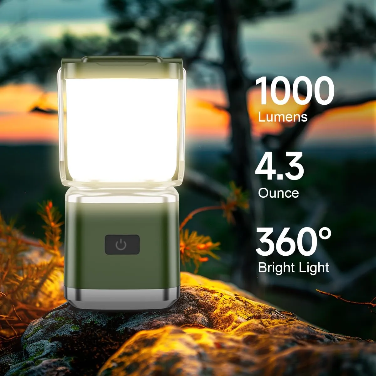 LED Camping Lantern, Lantern Rechargeable with 4 Light Modes, Waterproof, Camping Essentials, Mini Light for Hurricane, Emergency, Hiking, Power Outages, 2pc