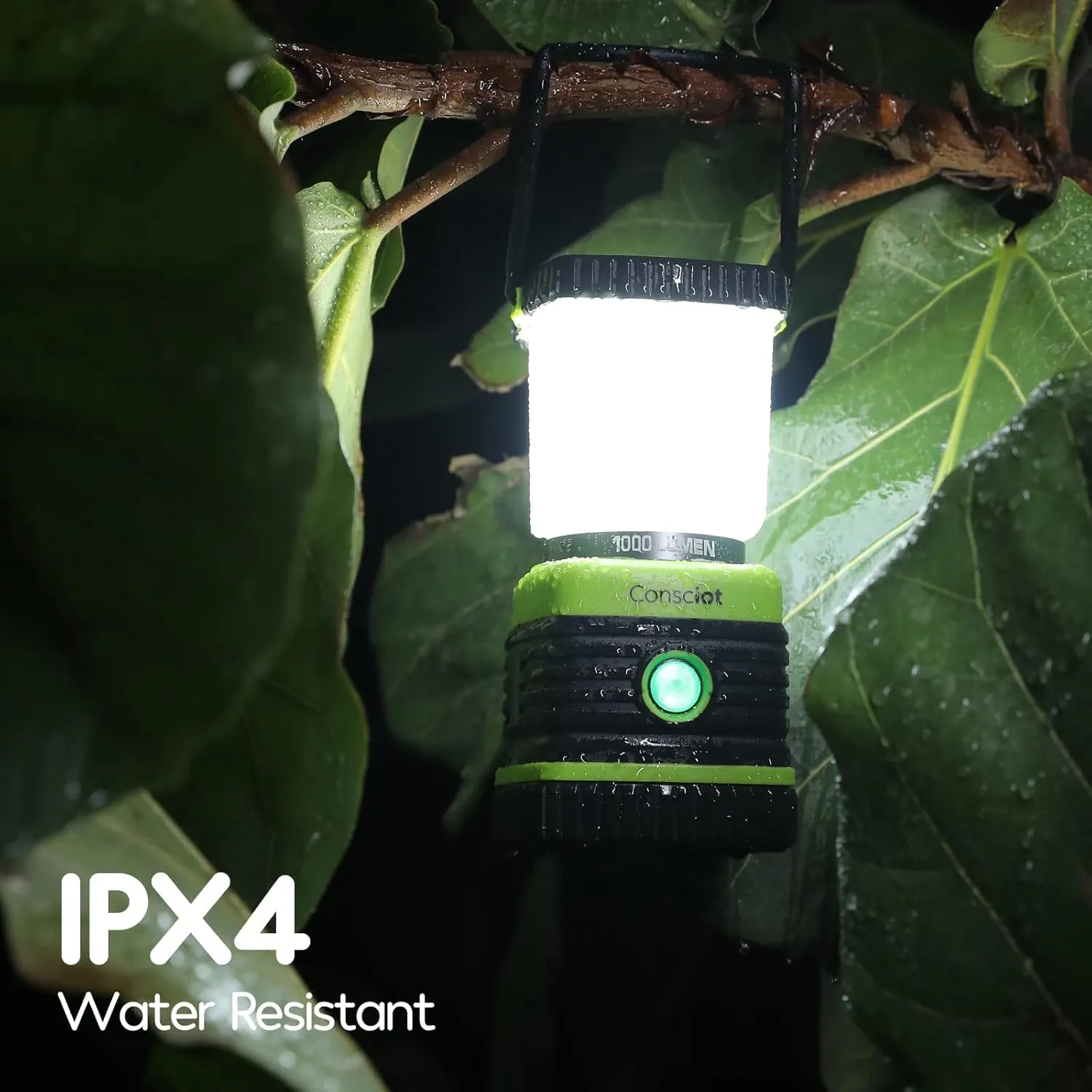 LED Camping Lantern Rechargeable, Consciot Camping Lights, 1000LM, 4 Light Modes, 4400mAh Power Bank, IPX4 Waterproof Tent Lights, Dimmable Flashlight for Emergency, Power Outages, USB Cable Included