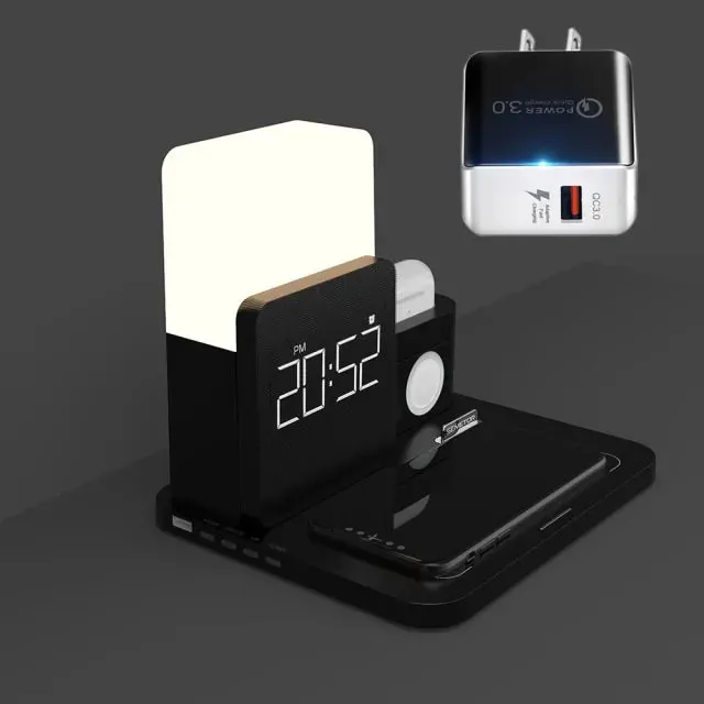 LED Light Bedside Lamp Qi Wireless Charger Dock