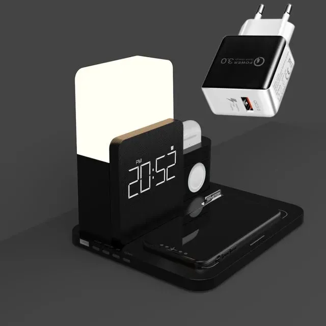 LED Light Bedside Lamp Qi Wireless Charger Dock