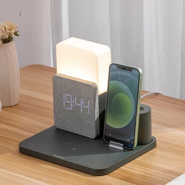 LED Light Bedside Lamp Qi Wireless Charger Dock
