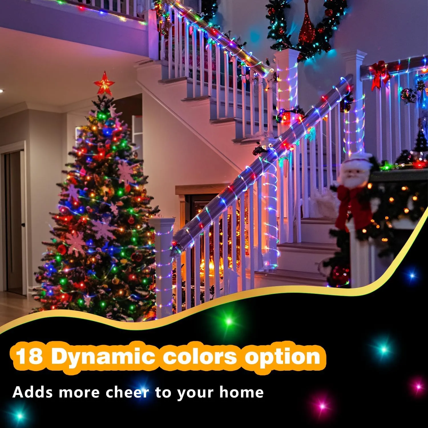 LED Rope Lights Indoor with USB Powered, 66ft 200 LED String Lights Outdoor Waterproof, Tube Lights with 16 Color Changing,Rope Lights for Outside Christmas, Garden, Party,Camping