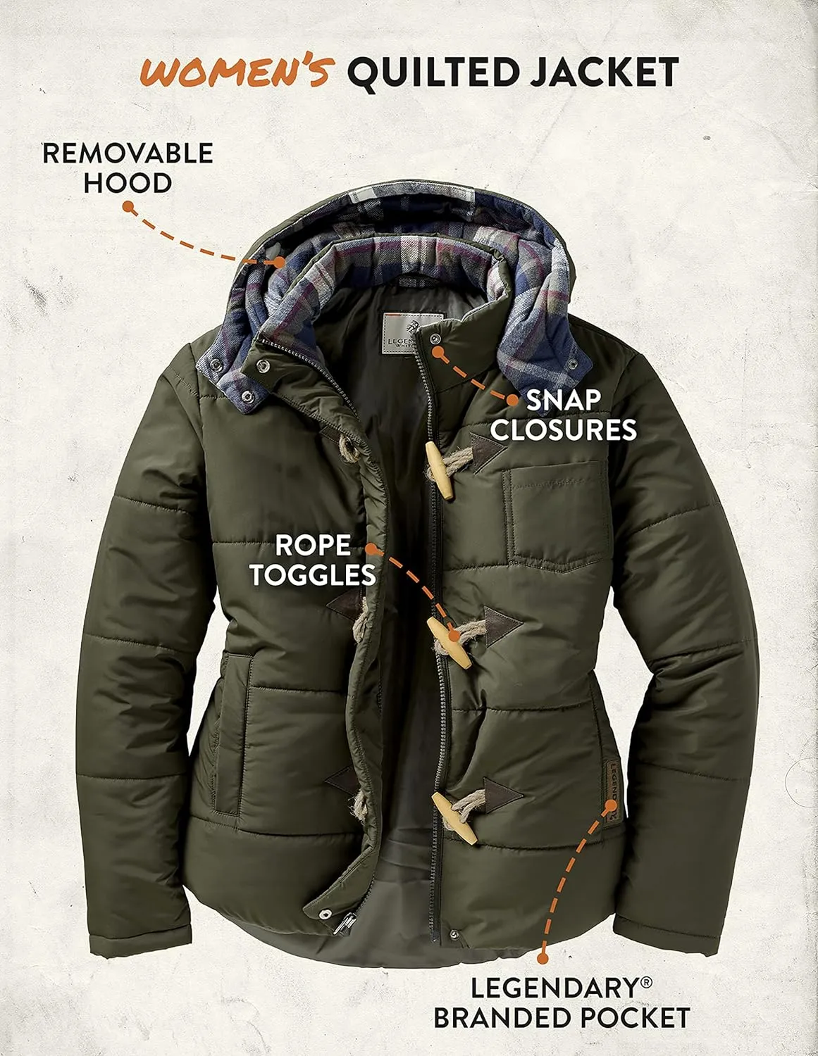 Legendary Whitetails Women's Quilted Toggle Puffer Jacket