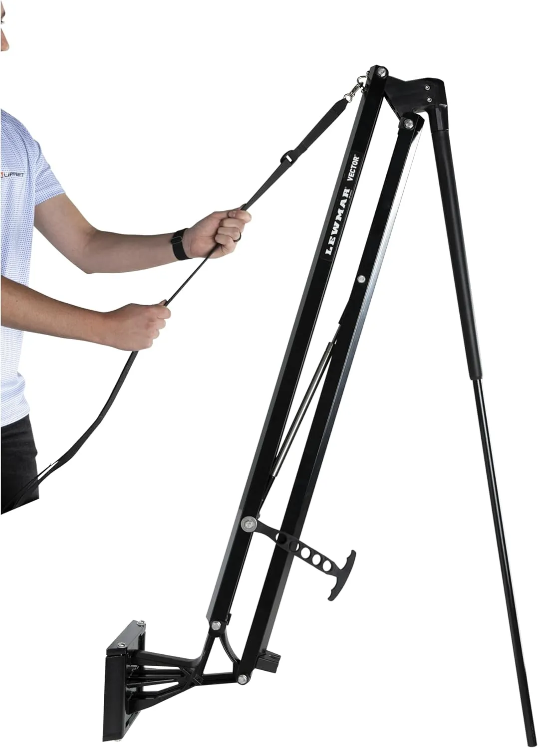 Lewmar Vector Manual Shallow Water Anchor 8 ft., Pull-Rope Deployment, Easy Installation, Gas Spring Secured Fiberglass Spike, Corrosion-Resistant Powder-Coated Aluminum, Black – 2024008743