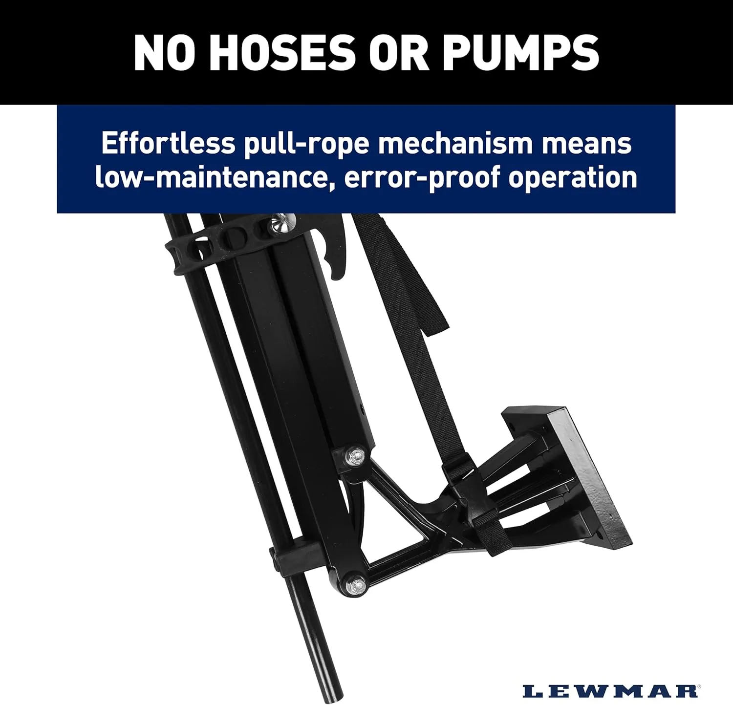 Lewmar Vector Manual Shallow Water Anchor 8 ft., Pull-Rope Deployment, Easy Installation, Gas Spring Secured Fiberglass Spike, Corrosion-Resistant Powder-Coated Aluminum, Black – 2024008743