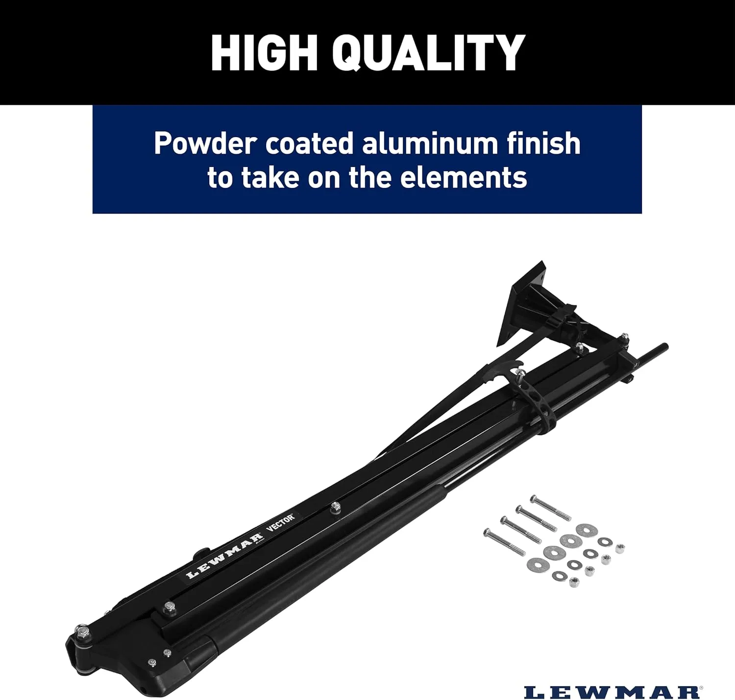Lewmar Vector Manual Shallow Water Anchor 8 ft., Pull-Rope Deployment, Easy Installation, Gas Spring Secured Fiberglass Spike, Corrosion-Resistant Powder-Coated Aluminum, Black – 2024008743