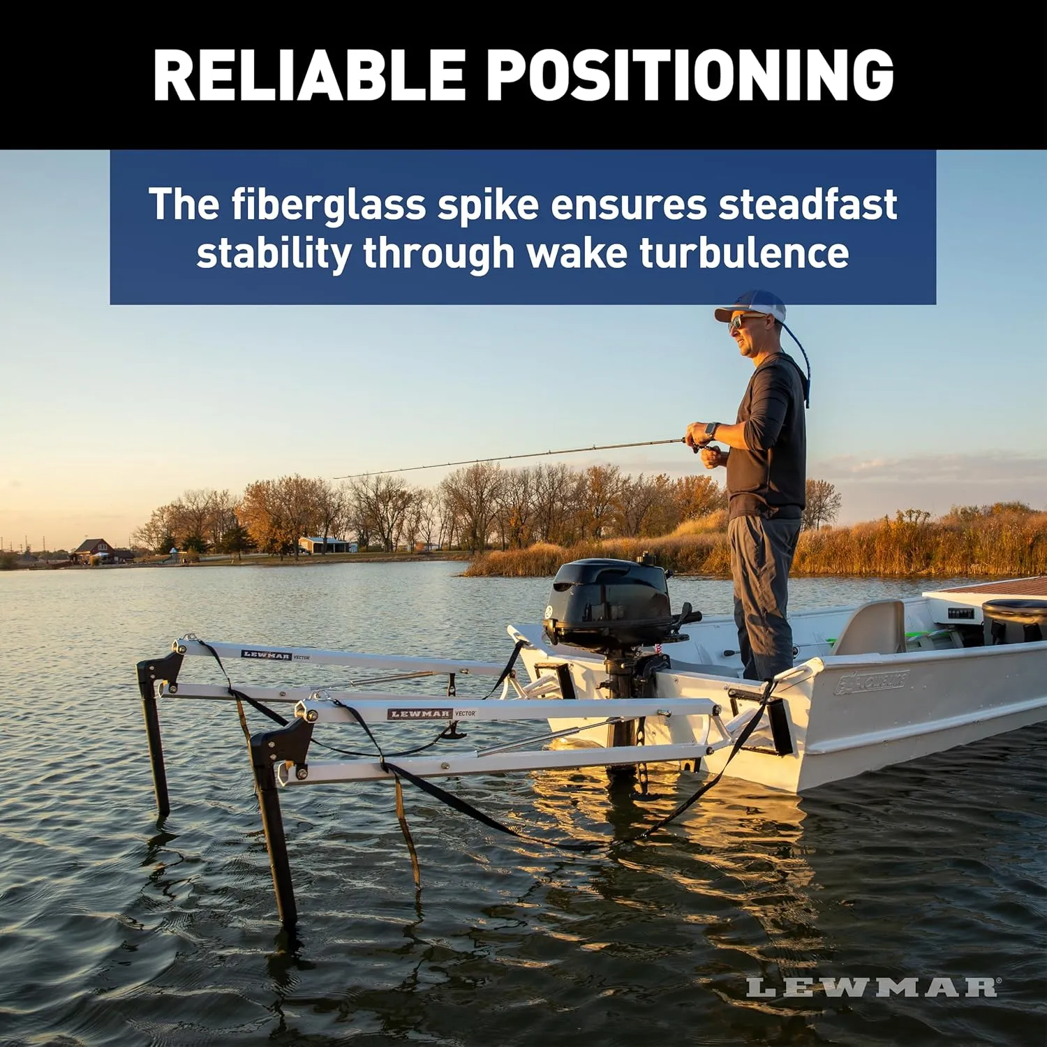 Lewmar Vector Manual Shallow Water Anchor 8 ft., Pull-Rope Deployment, Easy Installation, Gas Spring Secured Fiberglass Spike, Corrosion-Resistant Powder-Coated Aluminum, White - 2024008752