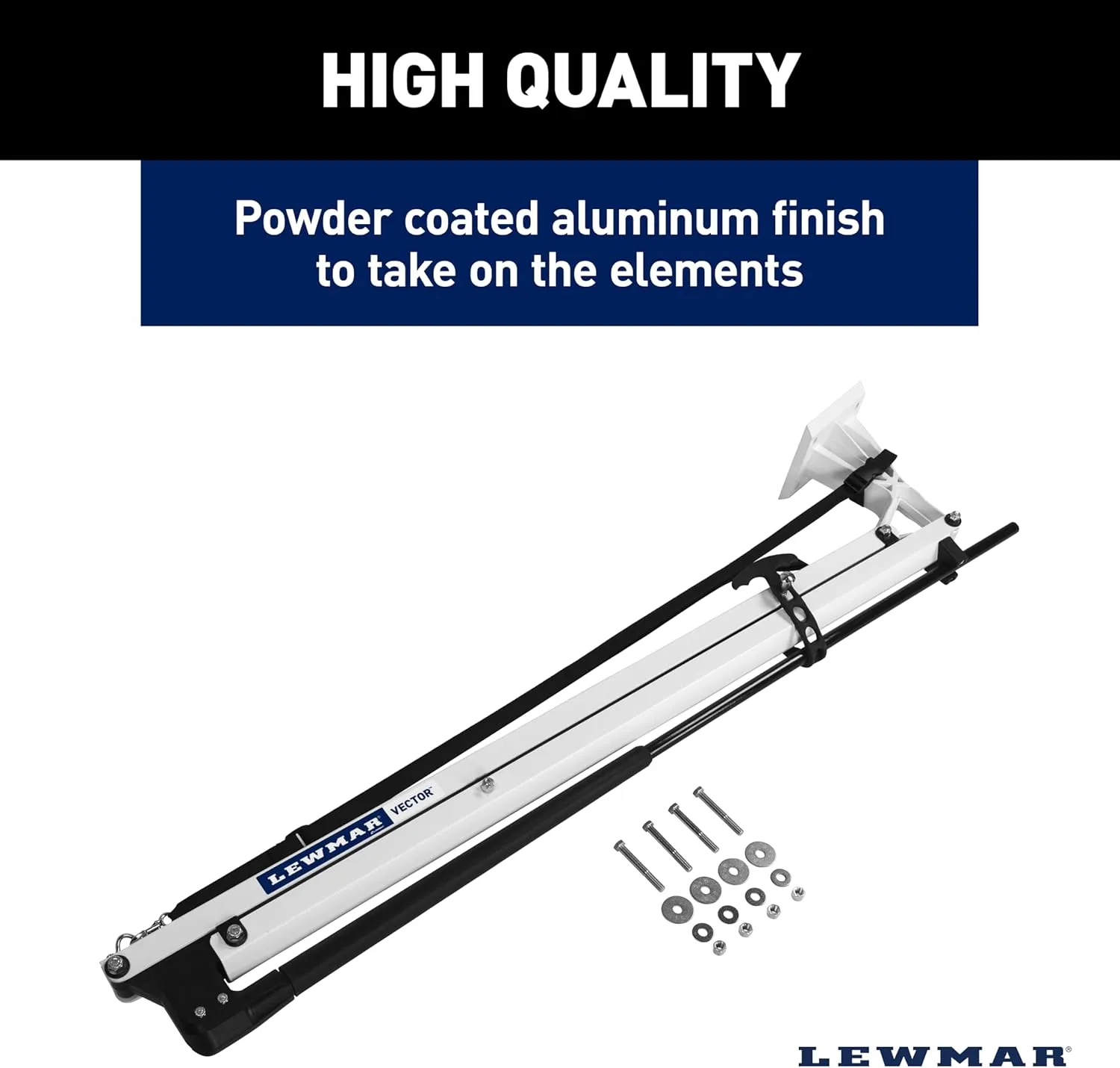 Lewmar Vector Manual Shallow Water Anchor 8 ft., Pull-Rope Deployment, Easy Installation, Gas Spring Secured Fiberglass Spike, Corrosion-Resistant Powder-Coated Aluminum, White - 2024008752