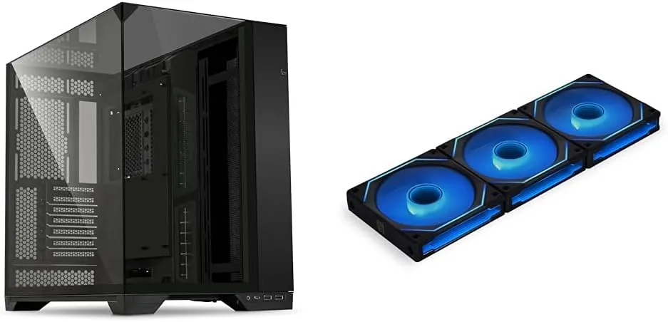 Lian Li O11 Vision Black Aluminum/Steel/Tempered Glass ATX Mid Tower Computer Case - O11VX.US & UNI Fan SL-Infinity 120 RGB Triple Pack with Controller