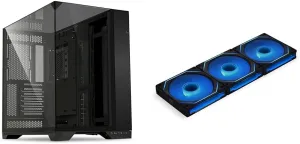 Lian Li O11 Vision Black Aluminum/Steel/Tempered Glass ATX Mid Tower Computer Case - O11VX.US & UNI Fan SL-Infinity 120 RGB Triple Pack with Controller