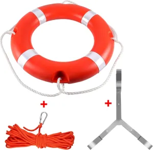Life Ring for Boating Safety - 23" and 28" Boat Safety Throw Rings with Reflective Strip and Grab Lines (2 Color)