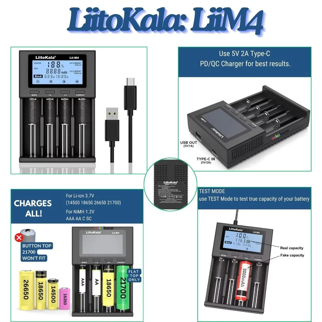 Liitokala: Smart LCD Display Fast Charge for Rechargeable Batteries