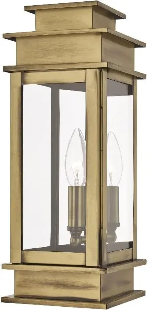 Livex Lighting 2013-01 Transitional One Light Outdoor Wall Lantern from Princeton Collection Finish, Antique Brass