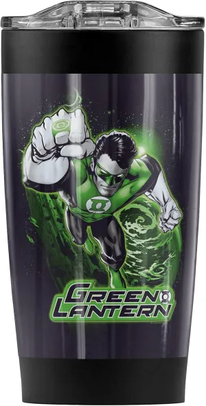 Logovision Green Lantern Green & Gray Stainless Steel Tumbler 20 oz Coffee Travel Mug/Cup, Vacuum Insulated & Double Wall with Leakproof Sliding Lid | Great for Hot Drinks and Cold Beverages
