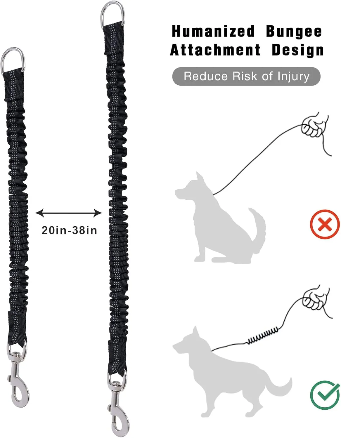 Long Dog Leash with Reflective Threads 15FT 20FT 30FT 50FT,Heavy Duty Bungee Dog Leashes for Small Medium Large Breed Dogs,Shock Absorbing Training Leash for Walking,Hunting,Camping&Yard