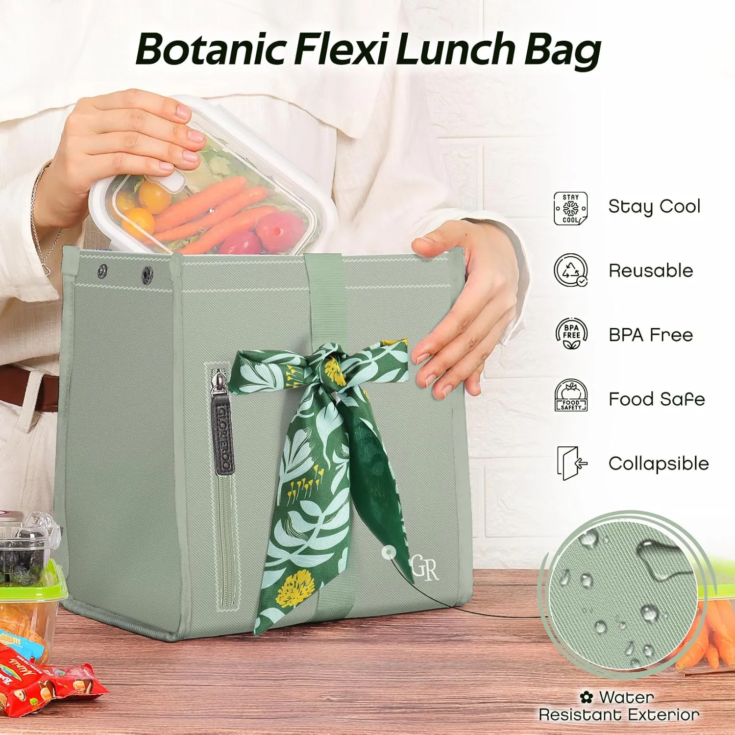 Lunch Box Bag Women - Insulated Foldable Leakproof Lightweight Reusable Cooler for Girls Kids for School Work Travel Picnic Gifts for Women