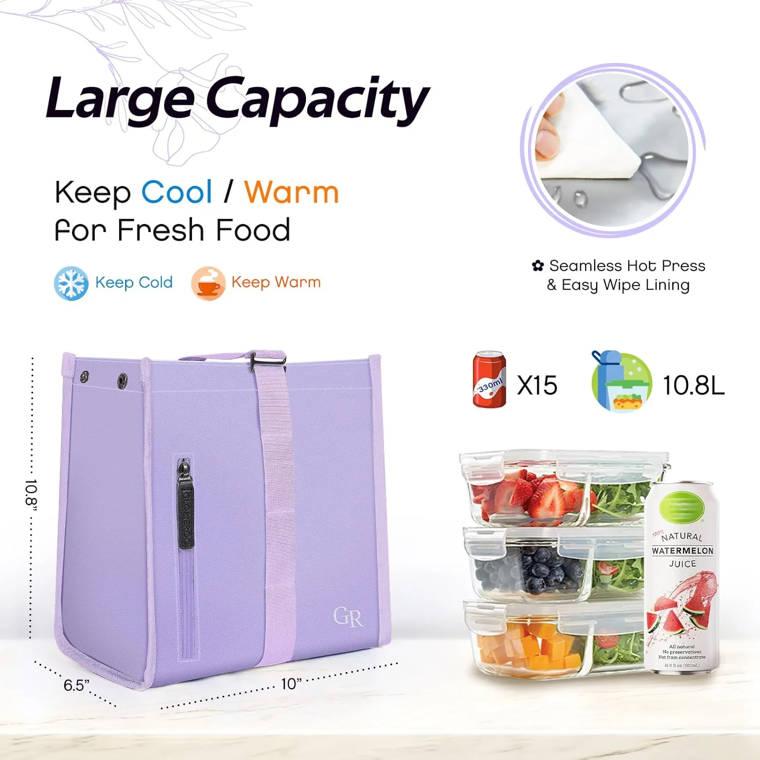 Lunch Box Bag Women - Insulated Foldable Leakproof Lightweight Reusable Cooler for Girls Kids for School Work Travel Picnic Gifts for Women