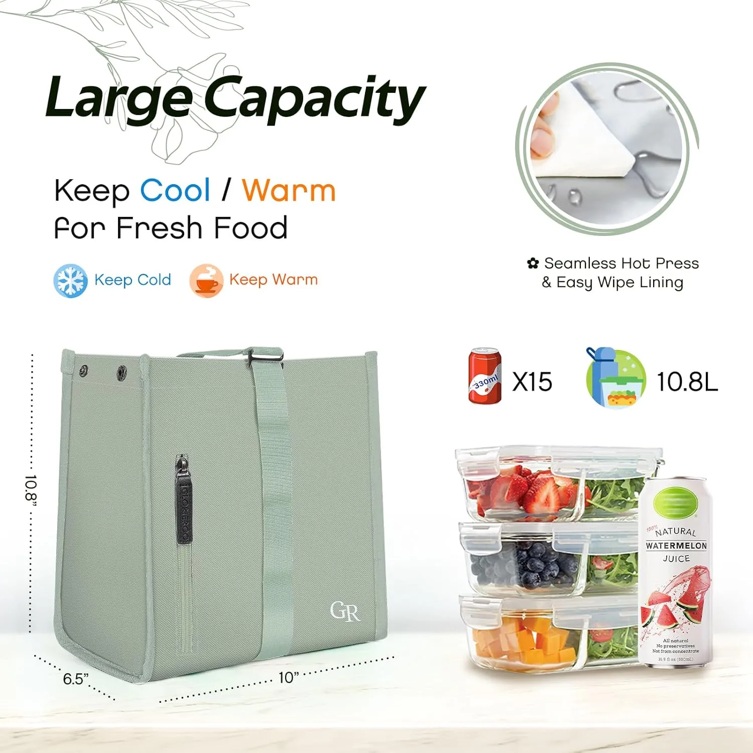 Lunch Box Bag Women - Insulated Foldable Leakproof Lightweight Reusable Cooler for Girls Kids for School Work Travel Picnic Gifts for Women