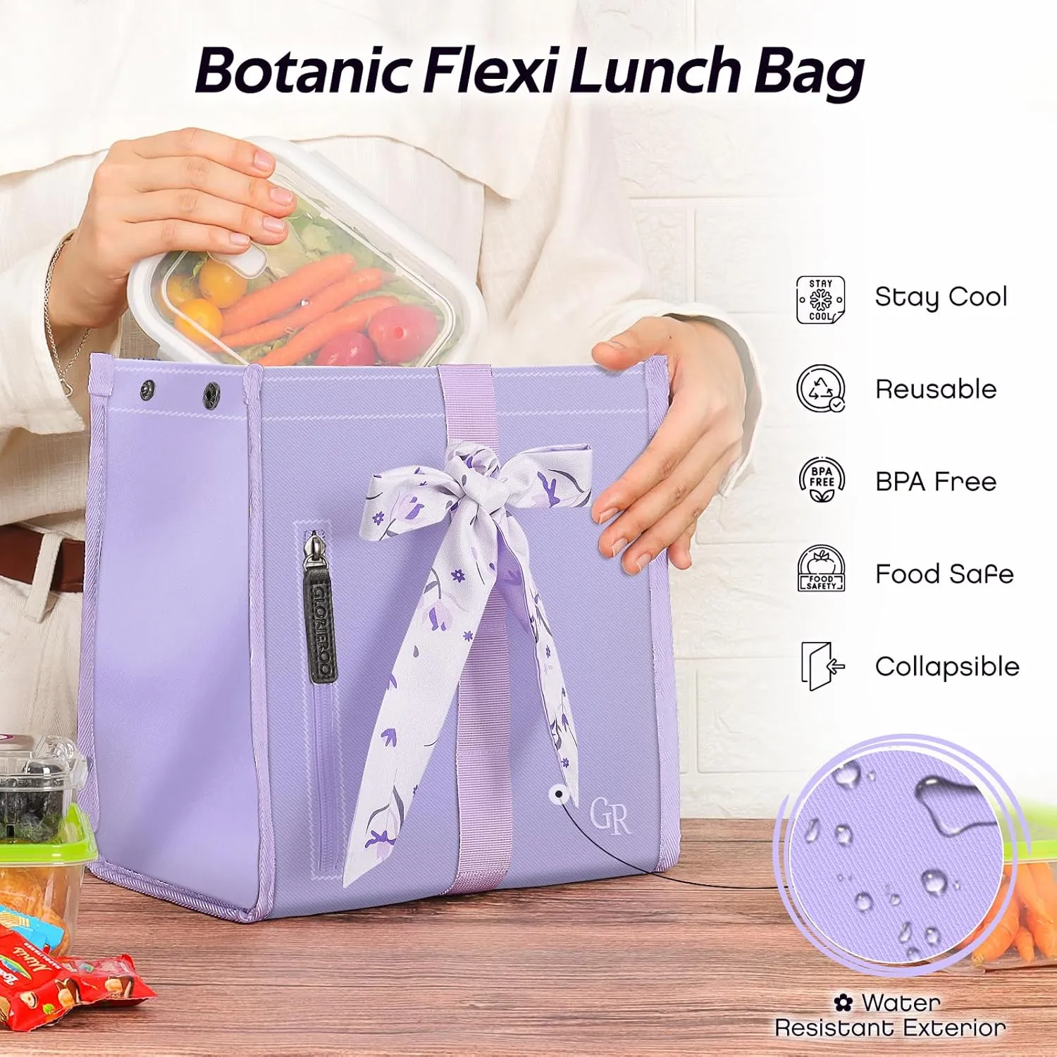 Lunch Box Bag Women - Insulated Foldable Leakproof Lightweight Reusable Cooler for Girls Kids for School Work Travel Picnic Gifts for Women