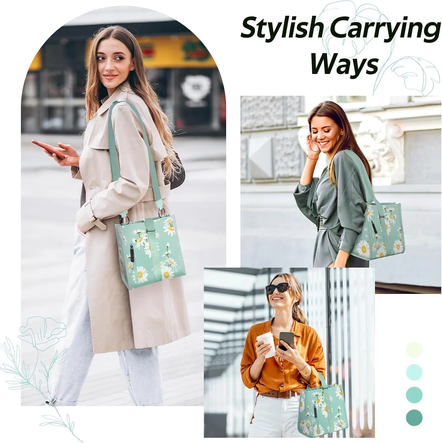 Lunch Box Bag Women - Insulated Foldable Leakproof Lightweight Reusable Cooler for Girls Kids for School Work Travel Picnic Gifts for Women