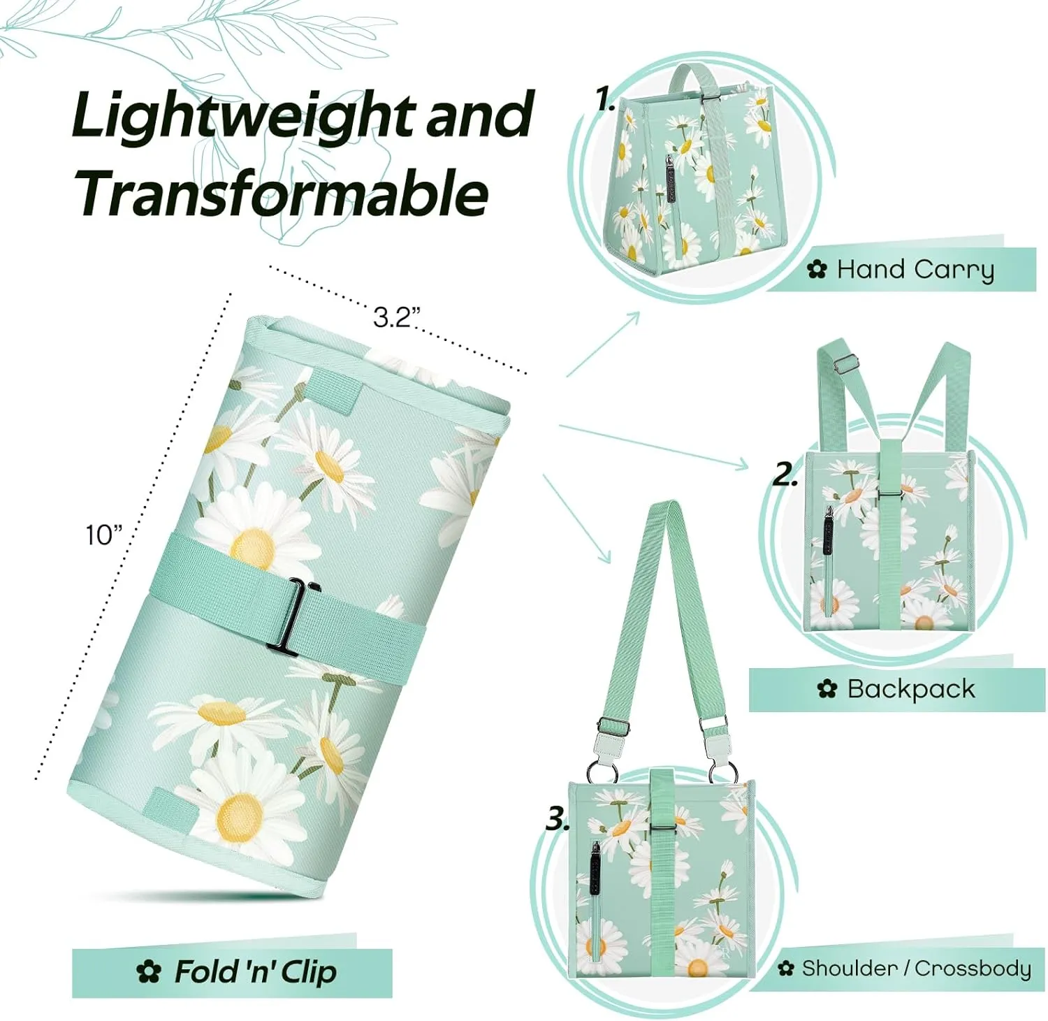 Lunch Box Bag Women - Insulated Foldable Leakproof Lightweight Reusable Cooler for Girls Kids for School Work Travel Picnic Gifts for Women