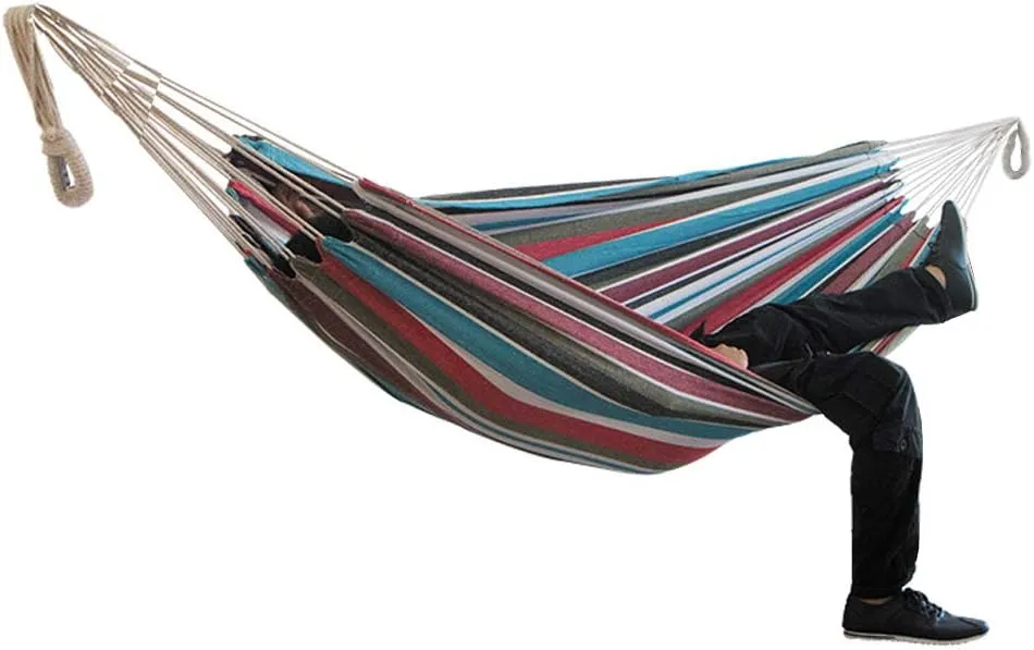 LUOOV Brazilian Double Hammock - Two Person Bed for Backyard, Porch, Outdoor and Indoor Use - Soft Woven Cotton Fabric