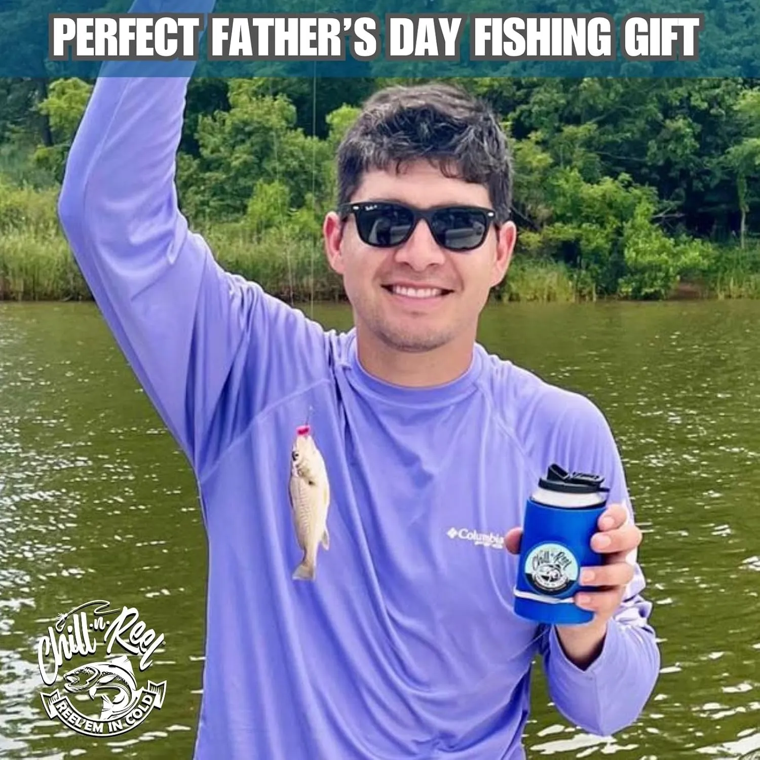 Made in USA | Fishing Can Cooler (from Shark Tank) | Fishing Gifts for Men & Gifts for Dad Who Wants Nothing | Boating Must Haves | Shrinkwrap Packaging | Blue