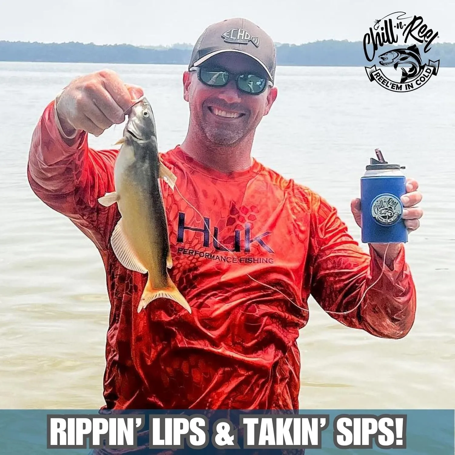 Made in USA | Fishing Can Cooler (from Shark Tank) | Fishing Gifts for Men & Gifts for Dad Who Wants Nothing | Boating Must Haves | Shrinkwrap Packaging | Blue
