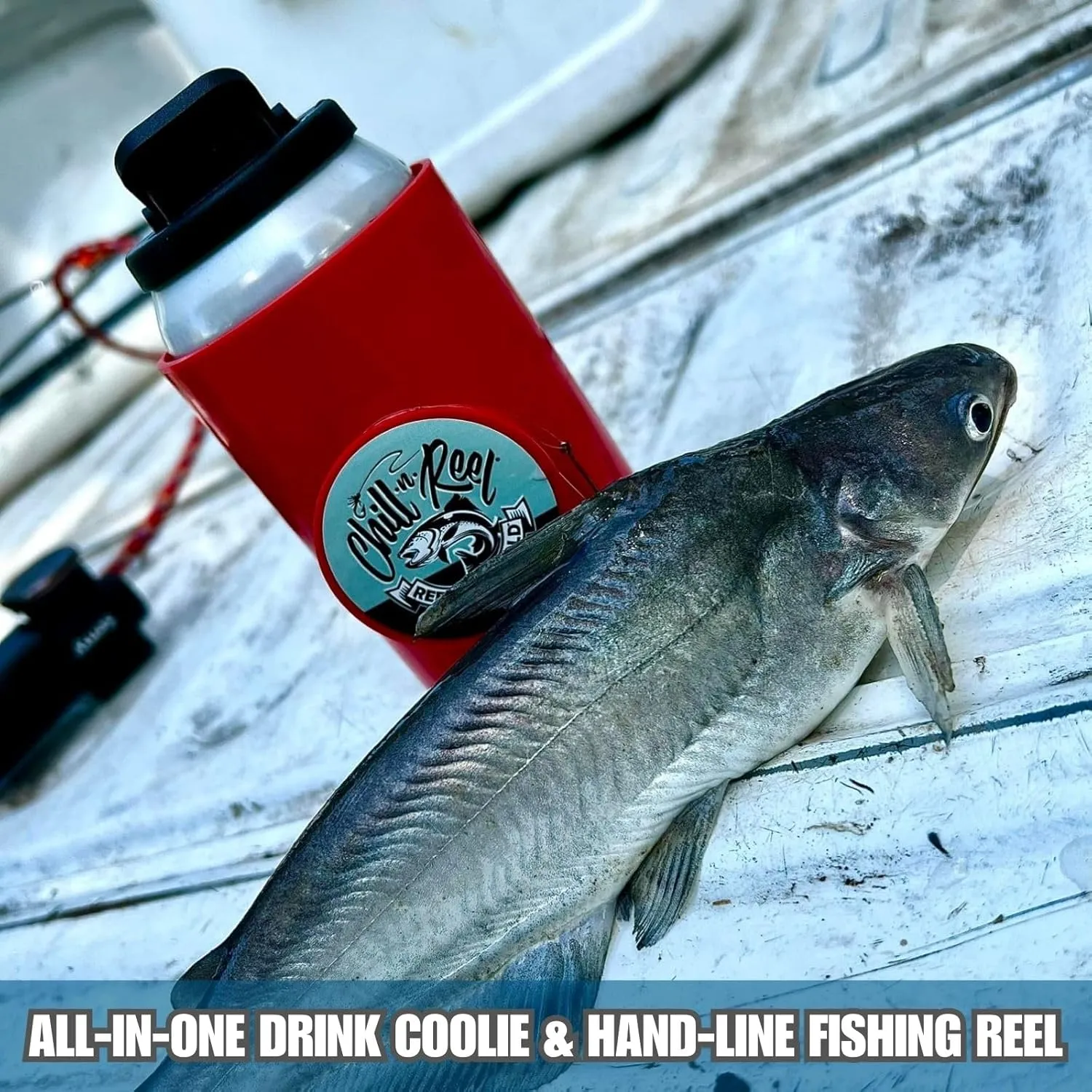 Made in USA | Fishing Can Cooler | Perfect Camping Essentials, Boat Accessories, Kayak Accessories, and Lake Floats for Adults | Great Camper Must Haves | Fun Fishing Gift | Shrinkwrap Packaging | Red