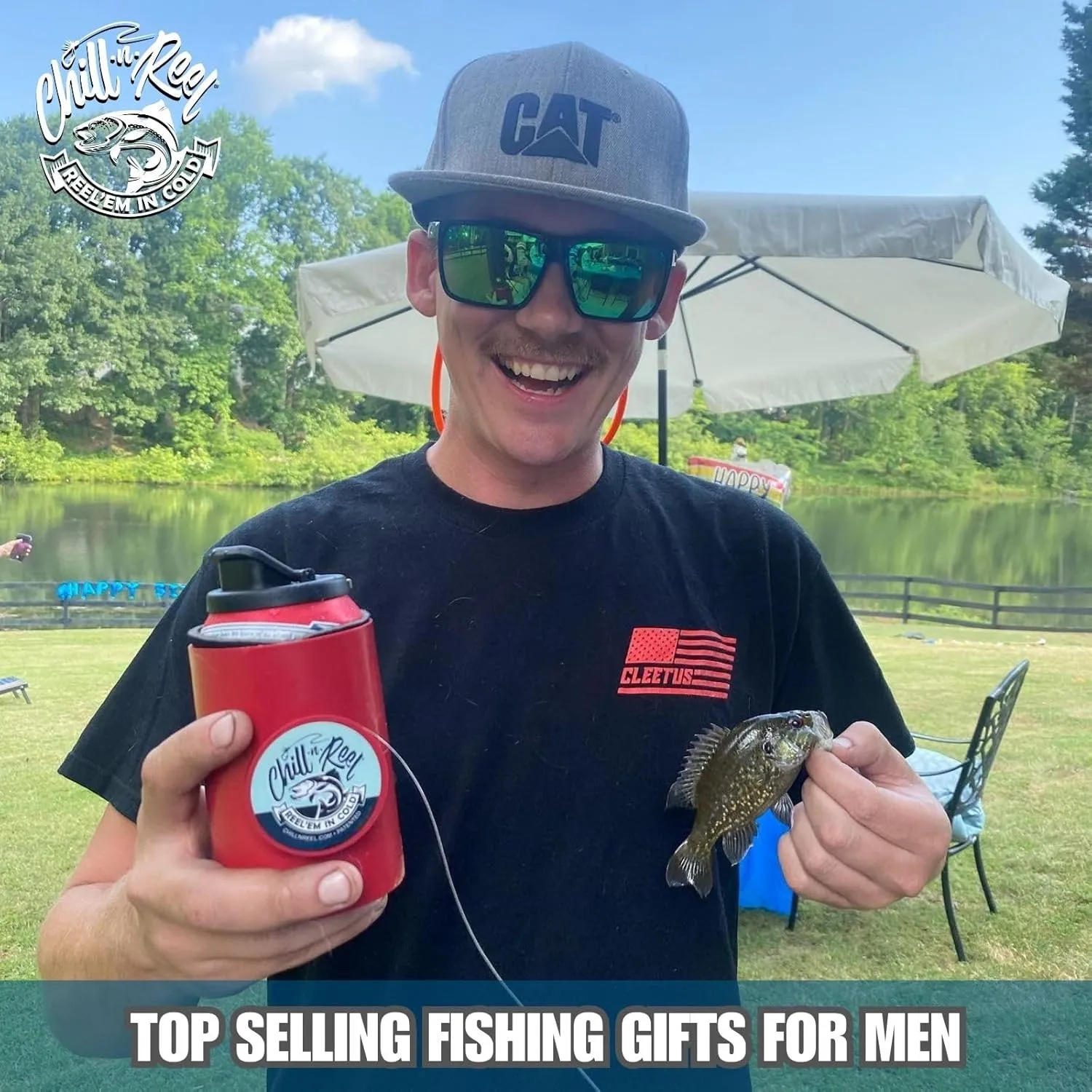 Made in USA | Fishing Can Cooler | Perfect Camping Essentials, Boat Accessories, Kayak Accessories, and Lake Floats for Adults | Great Camper Must Haves | Fun Fishing Gift | Shrinkwrap Packaging | Red