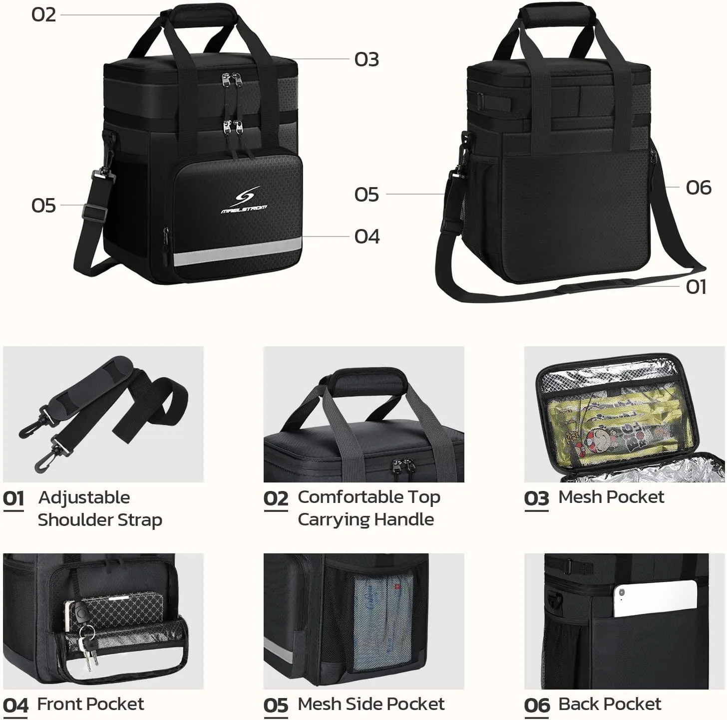 Maelstrom Lunch Box for Men,Insulated Lunch Bag Women/Men,Leakproof Lunch Cooler Bag, Lunch Tote Bag