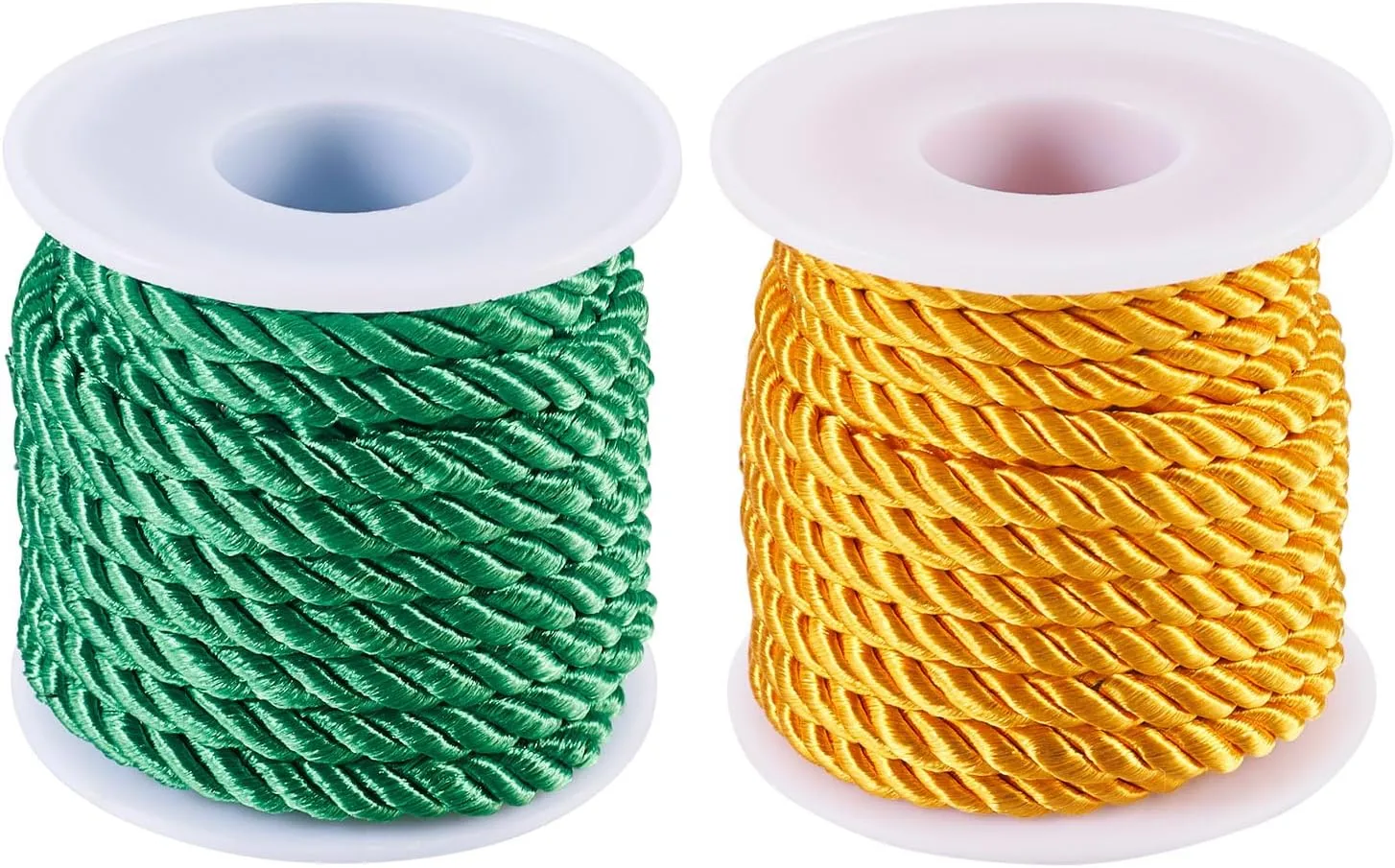 Magibeads 5mm Twisted Polyester Cords 4.37 Yards x 2 Rolls Green Christmas Cords Braided Rope Macrame Cord Threads for Hanging Ornaments Handbag Strap Wrapping Crafts DIY