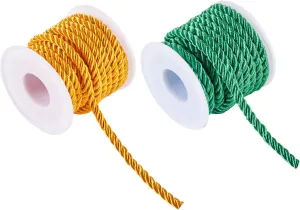 Magibeads 5mm Twisted Polyester Cords 4.37 Yards x 2 Rolls Green Christmas Cords Braided Rope Macrame Cord Threads for Hanging Ornaments Handbag Strap Wrapping Crafts DIY