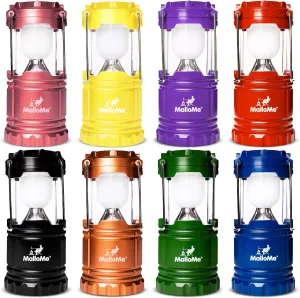 MalloMe Camping Lantern Multicolor 8 Pack Lanterns for Power Outages, Camping Lights for Tent Hanging, Camp Light Tent Lamp Emergency Battery Powered LED Lantern (Rechargeable Batteries Not Included)