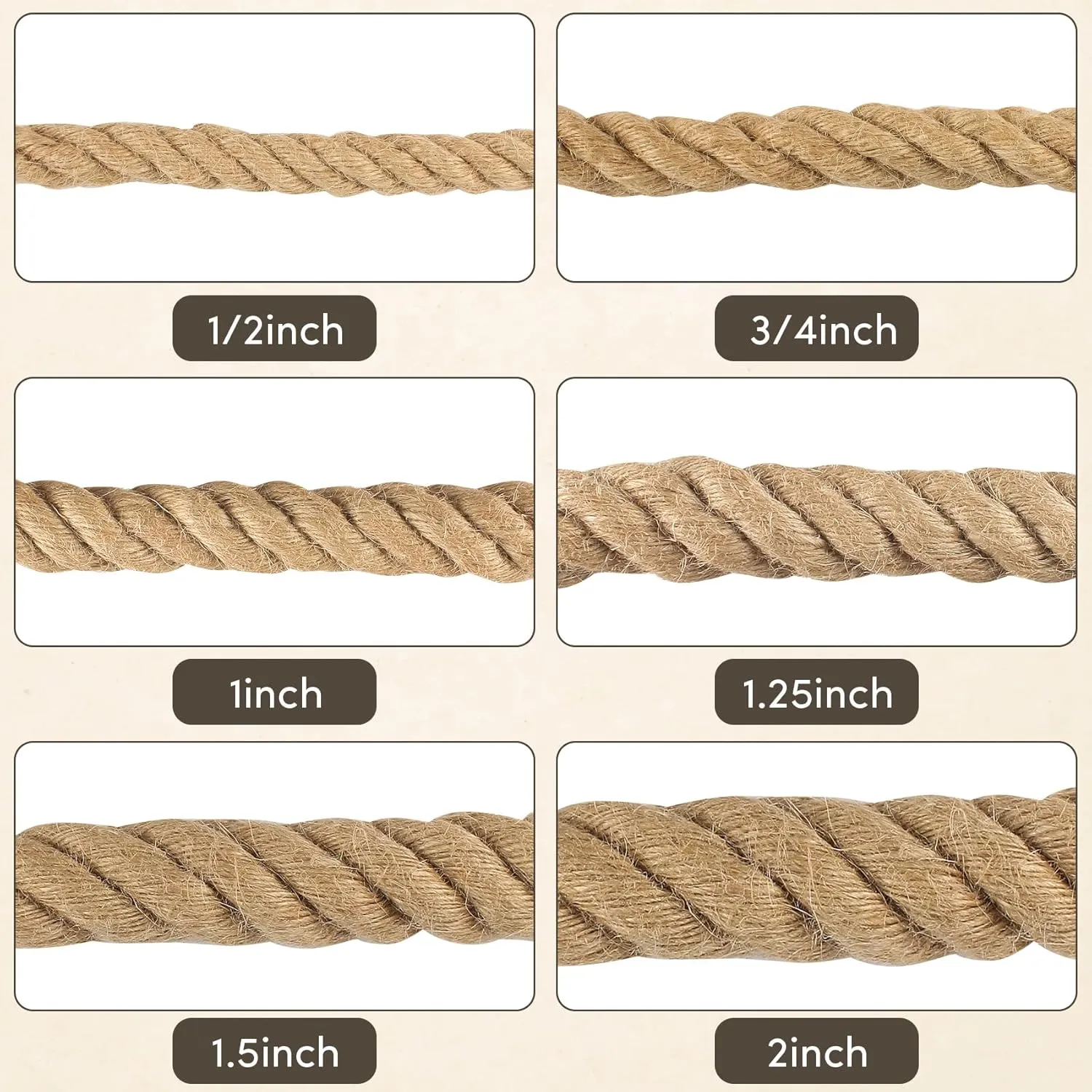 Manila Rope 1 Inch x 200 Feet, Twisted Thick Rope for Landscaping, Crafts, Sporting,Marine, Projects and Tie-Downs